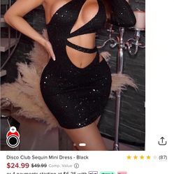 Black And White Disco Club Sequin Mini Dress