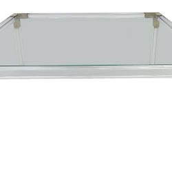 ACRYLIC & GOLD BRASS GLASS COFFEE TABLE