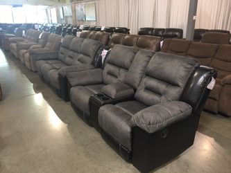 Two Tone 2PC Reclining Sofa and Loveseat Set