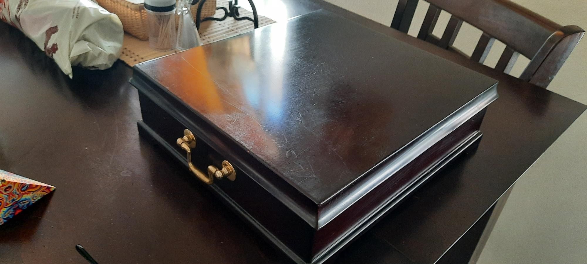 Dark Wood Tea Organizer