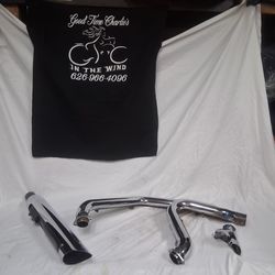 American IronHorse Chrome 2-into-1 Exhaust System - Full Pipes & Muffler