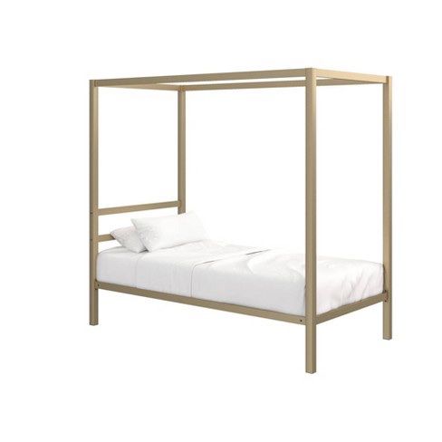 Metal Twin Size Canopy Bed With Mattress 