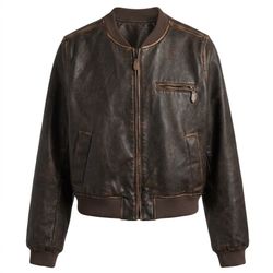 CCYE Brand Distressed Brown Leather Bomber Jacket Vintage Aviator Flight Moto