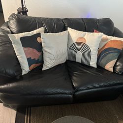 Black Leather Love Seat