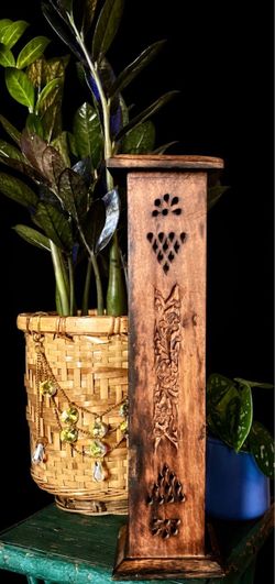 Eclectic Wooden Incense Holder / Tower (12”) - Bohemian Style Home Decor