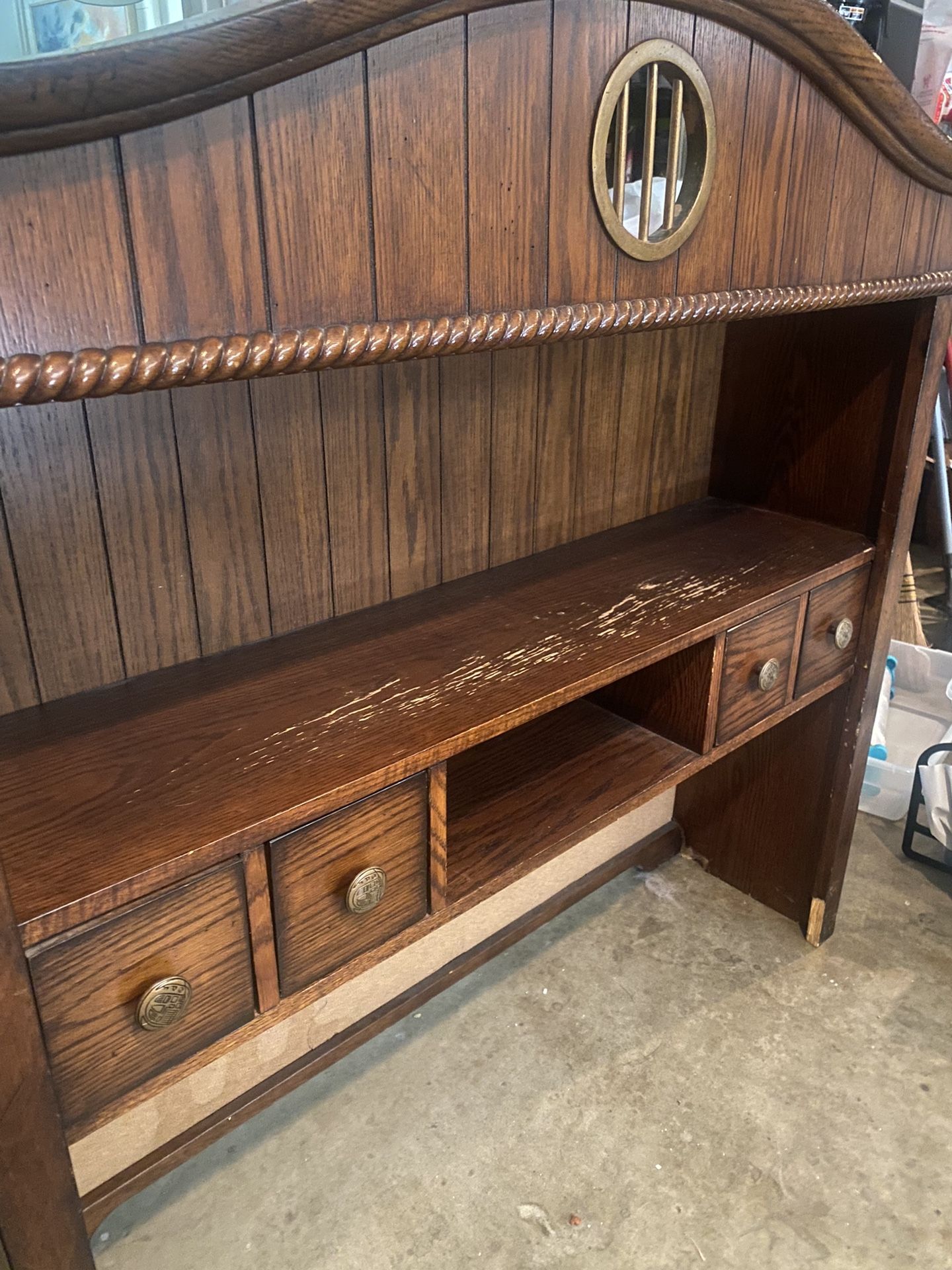 Powell Honey Oak Backboard / Hutch – Solid Wood