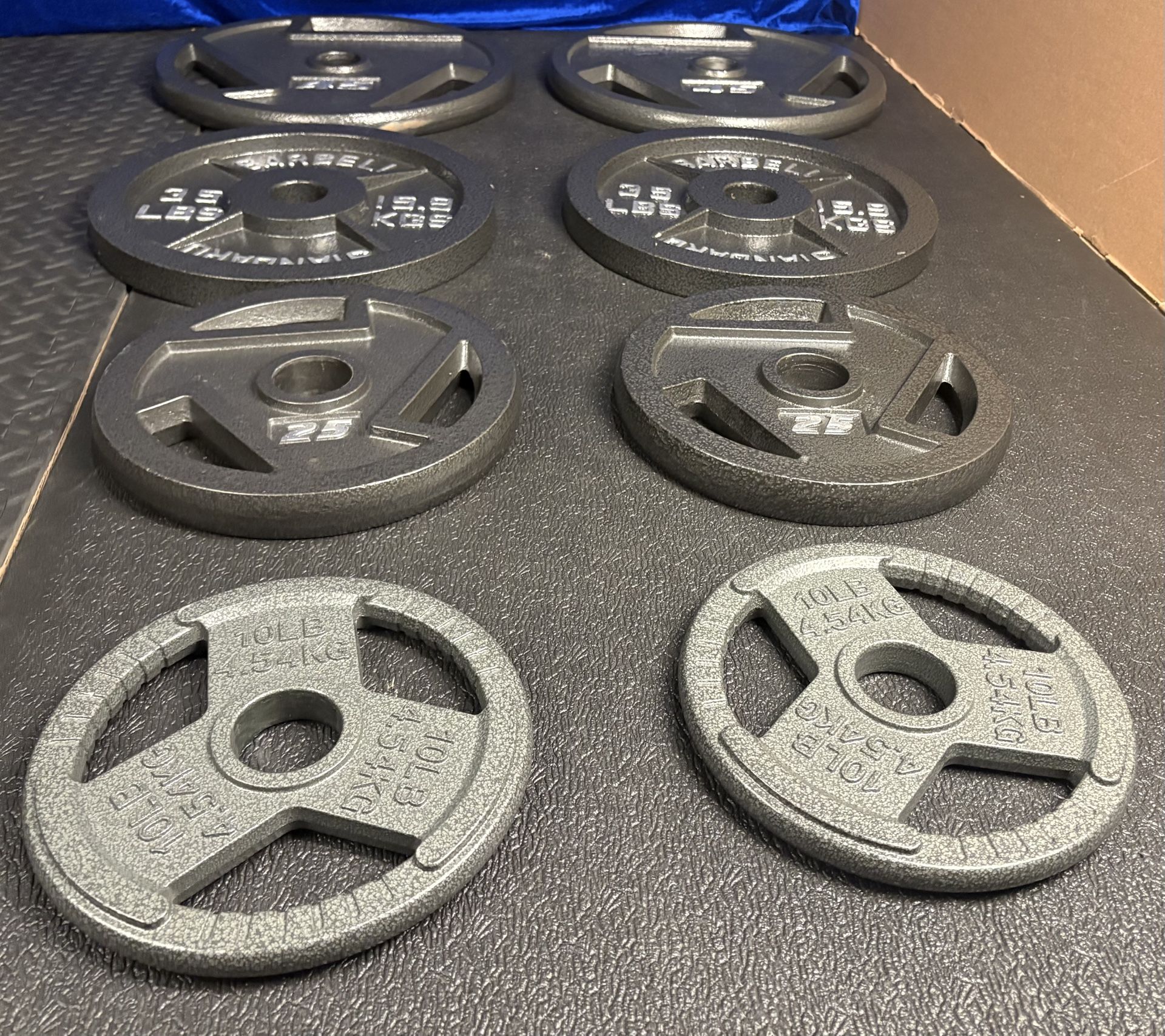 BRAND NEW Olympic  Weights Plates Set: 45s, 35s, 25s & 10s . Btute#230
