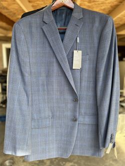 Michael Kors Men’s Blue Plaid Suit Jacket 48L NEW