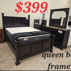 QUEEN BED FRAME ONLY DEAL SPECIALS FINANCING IS AVAILABLE IS VERY EASY TO QUALIFY NO CREDIT CHECK 