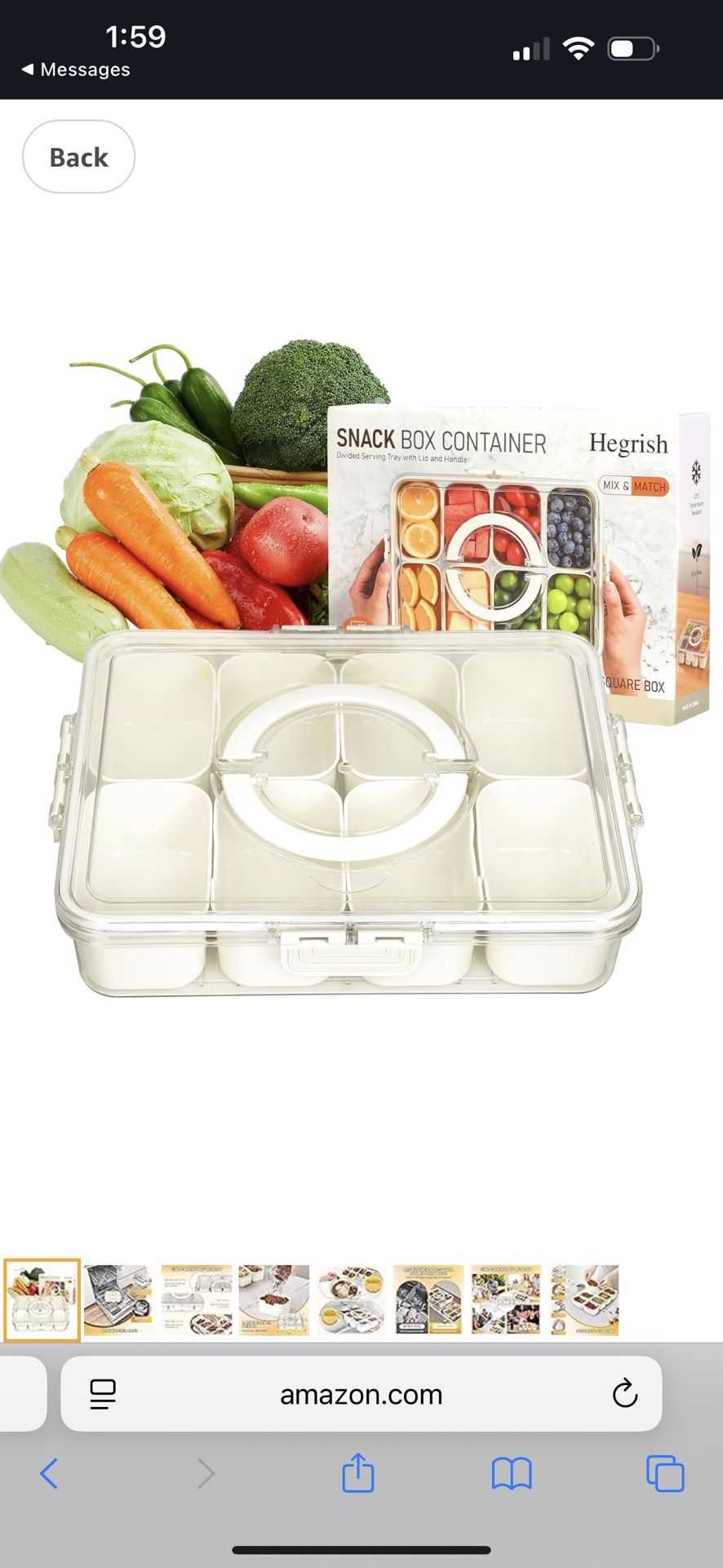 Snack Box Container,Dishwasher Safe Divided Serving Tray with Lid,Fruit Storage Containers for Vegetables,Candy,Nuts Organizer,Snackle Charcuterie Box