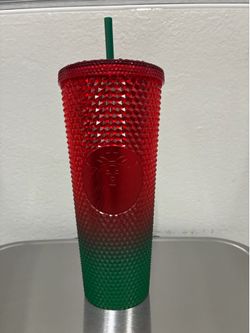 Starbucks Disney Red & Green Studded Cold Cup Tumbler w/ Lid & Straw Coffee