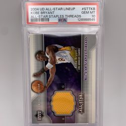 Kobe Bryant 2004 UD All-Star Staples Threads Game-Worn Jersey Material PSA 10