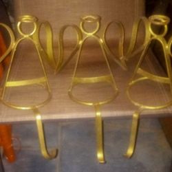 3 nice vintage metal angel fireplace mantel stocking hangers