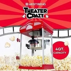 West Bend Stir Crazy Movie Theater Popcorn Popper with Nonstick Popcorn Kettle