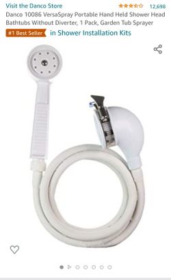 Portable Hand Held Shower Head for Bathtubs without Diverter

