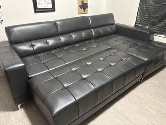 9 foot leather couch with ottoman