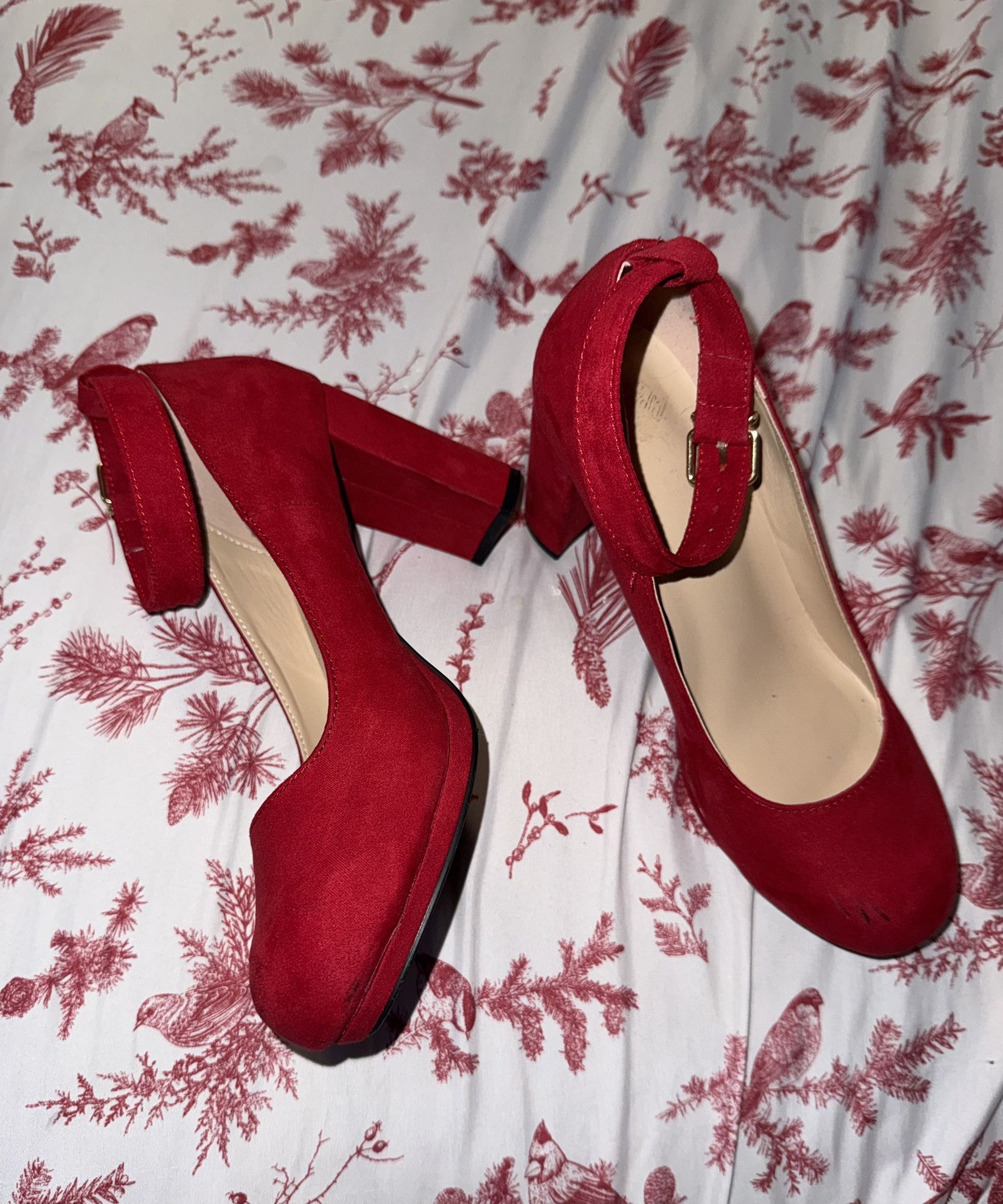 Red Suede High Heels