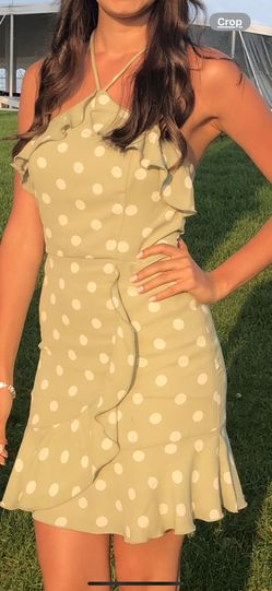Strapless Polka Dot Dress With A Tie Around The Neck Small