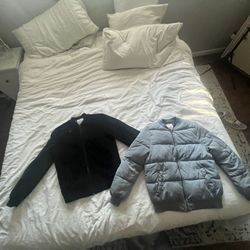 Zara boys zip up black velvet bomber jacket gray puffer jacket bundle 13/14