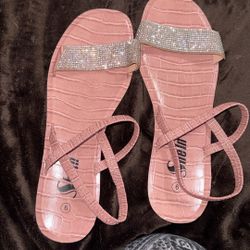 Pink Sandals with Silver Toe Strap