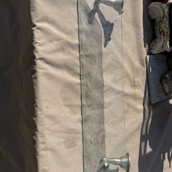 Pottery Barn Glass Shelf Polished Nickel 