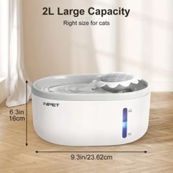 White Grey 2L/ 67oz Automatic Pet Water Fountain with Quiet Pump