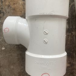 Charlotte Pipe 6 In. X 6 In. X 4 In. PVC DWV Hub X Hub Sanitary Tee Reducing