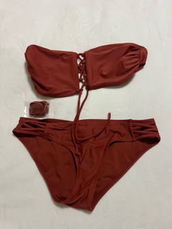 Womens Brownish Burnt Orange Medium Bikini Set
