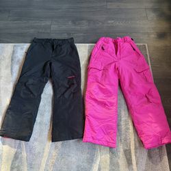 Girl Boy Black And Pink Snow Pants 10-12 Great Condition 