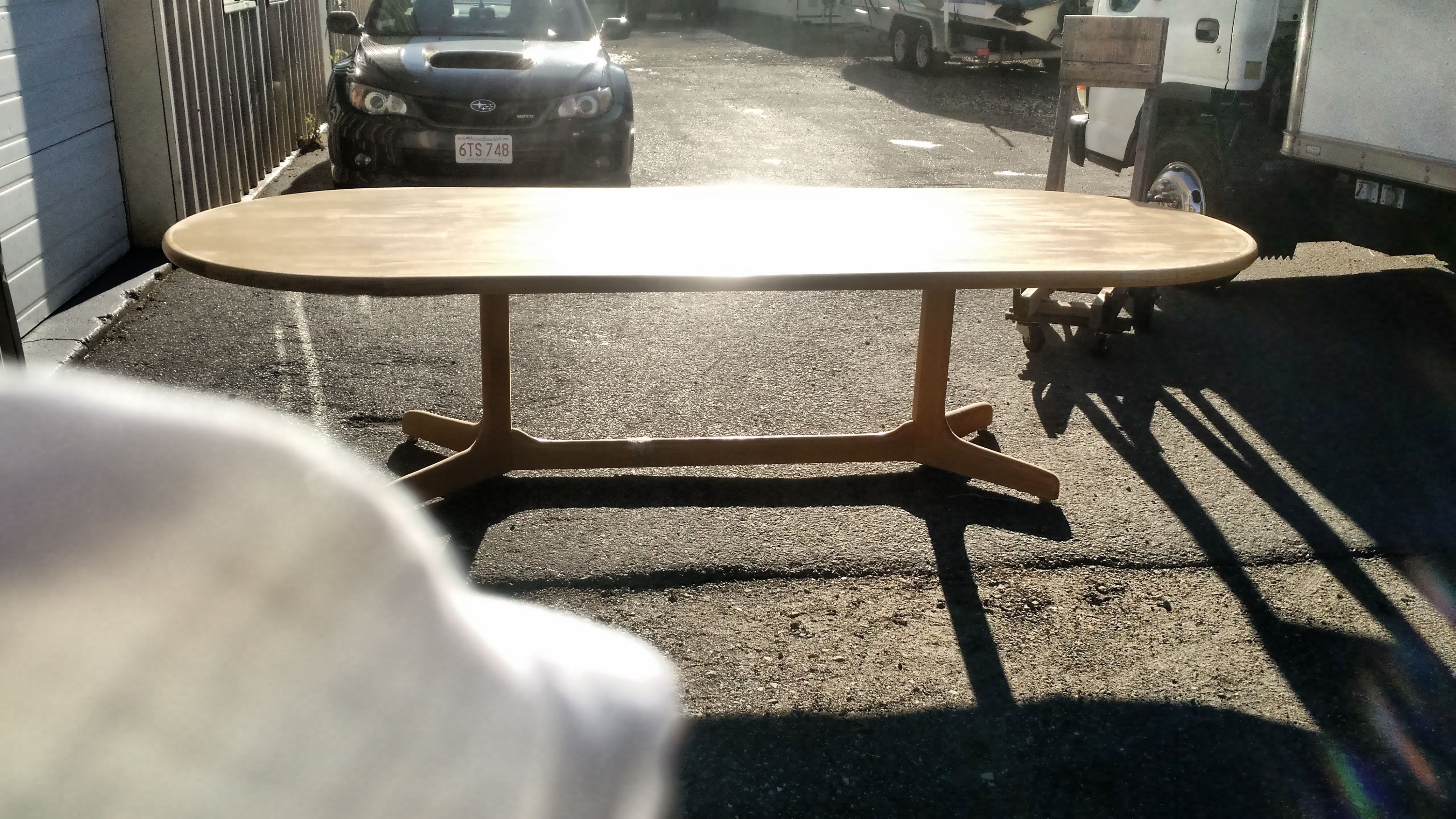 Large oak conference table