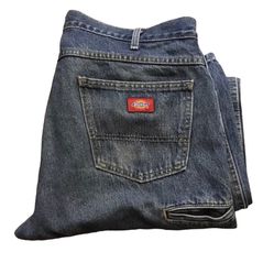 Dickies Denim Jeans Men's 36 x 32 Blue Wash Carpenter Utility Pocket Double Knee
