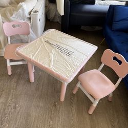 Kids Study Table and Chairs Set, Height Adjustable Toddler Table and Chair Set for Kids Ages 3-8, 23.6" L x 23.6" W Graffiti Desktop Plastic Children 