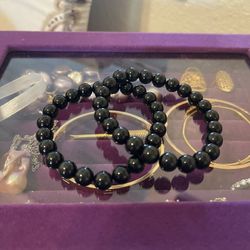 Natural Black Obsidian Bracelet 