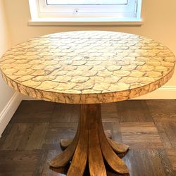 Vintage Nacre Round Drop Leaf Side Table