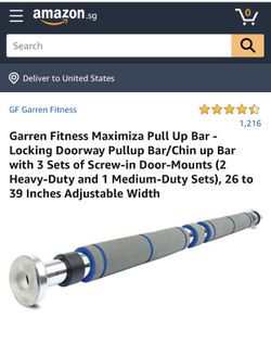 Garren Fitness Maximiza Pull Up Bar - Locking Doorway Pullup Bar/Chin up Bar with 3 Sets of Screw-in Door-Mounts (2 Heavy-Duty and 1 Medium-Duty Sets
