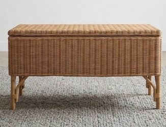 Rattan Wicker Storage Bench with Lid