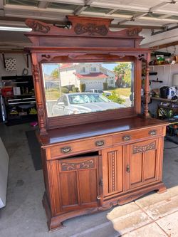 DIY Dream Project - Real Wood Dining Buffet Armour with Large Mirror