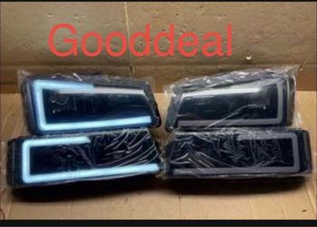 #56 BRAND NEW 2003-2007 CHEVY SILVERADO AVALANCHE SMOKED LED BAR HALOGEN HEADLIGHT SET