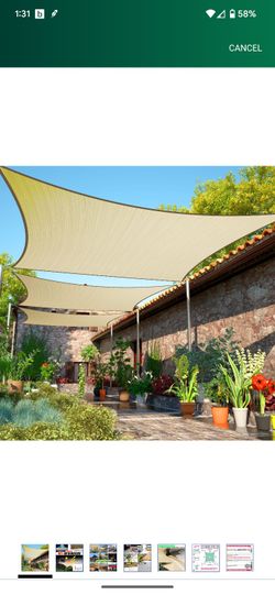 ShadeMart 12' x 20' Beige Sun Shade Sail Rectangle Canopy Fabric Cloth Screen SMSL, Water and Air Permeable