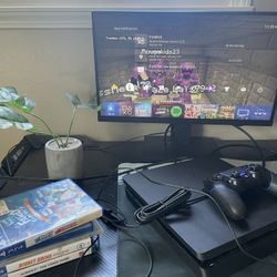 PS4 Slim 1tb + Controller & cords + 5 games - Full bundle for 100$