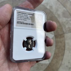 CAPPADOCIA, CAESAREA Tiberius & Drusus AR Drachm (3.24g) AD 33/4. Posthumous issue for Drusus.