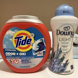 Tide Pods 32 Count XL & Downy Light Scent Booster 