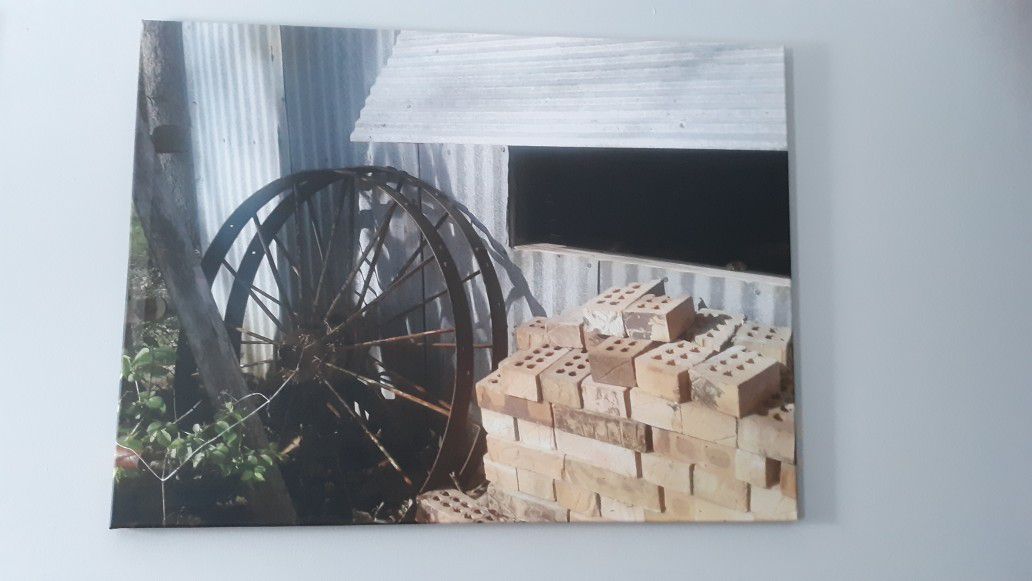 Rustic Farmhouse Canvas Print 40"×30", excellent condition. Smoke free. Moving sale. More to come.