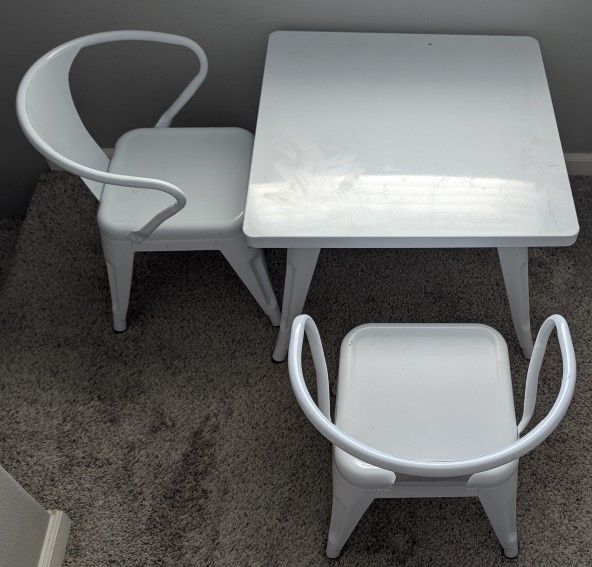 Costway Style kids WHITE STEEL Desk Art Table + 2 Chairs