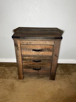 Pair of Ashley Trinell Rustic Nightstands w/ USB Charging