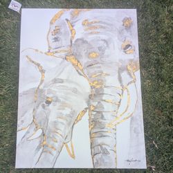 Elephant Canvas With Gold Foil Detail