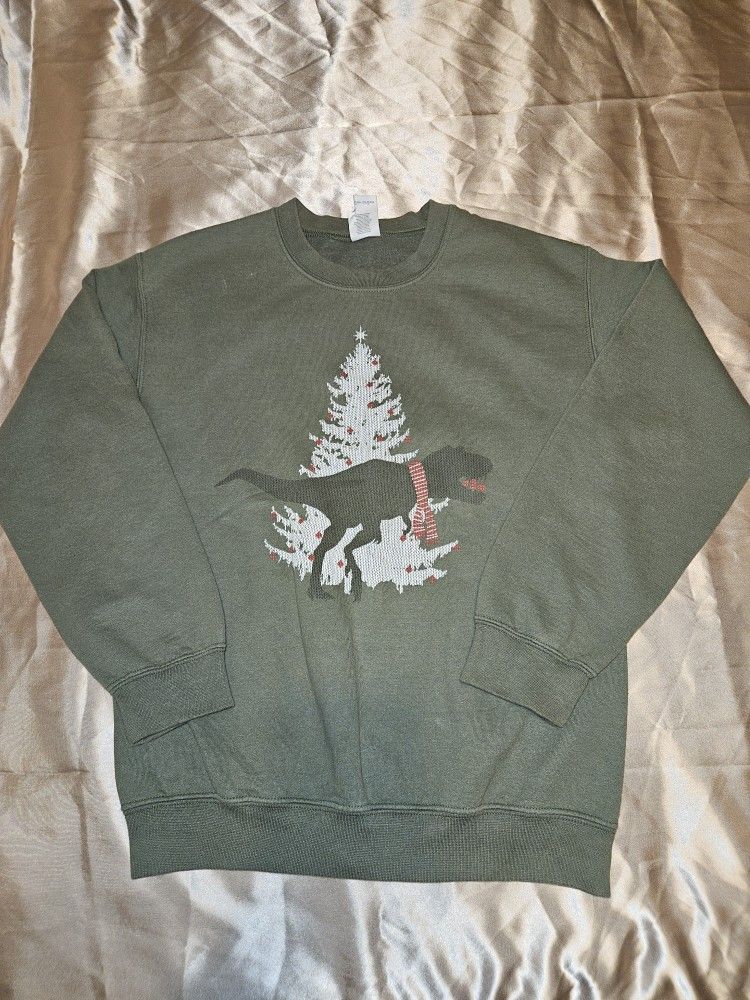 Green Dinosaur Holiday Sweater Size Small
