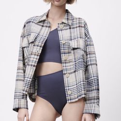 Zara Women’s Plaid Flannel Oversized Shirt Jacket Shacket