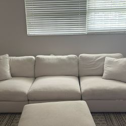 Bernhardt Beige Couch With ottoman