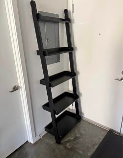 Black Wood Ladder Bookshelf 5-Tier